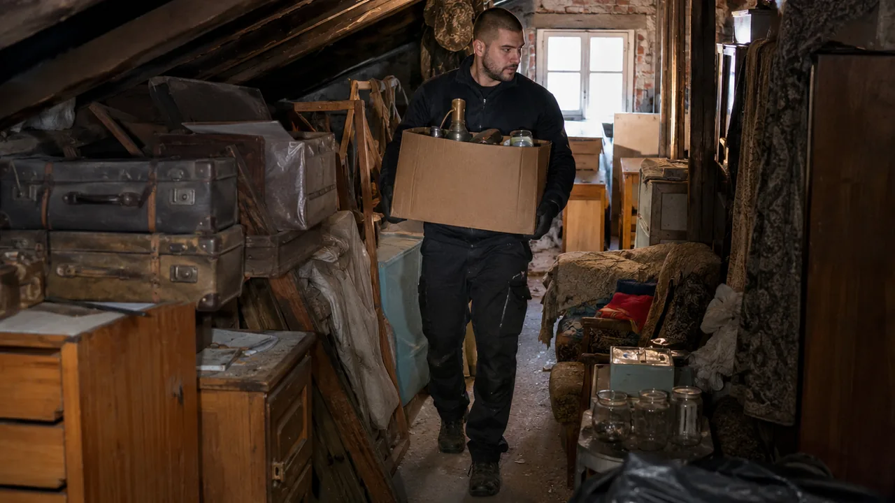 Замърсяване от гълъби и стари вещи в таванско помещение